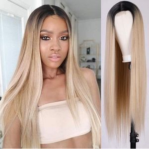 AISI QUEENS Long Ombre Synthetic Blonde Wig